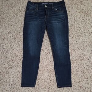 American Eagle Outfitters Women's Deep Indigo Skinny Jeans Size 10 Short